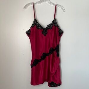 Victoria’s Secret Vintage Gold Label Red Black Satin Slip Dress